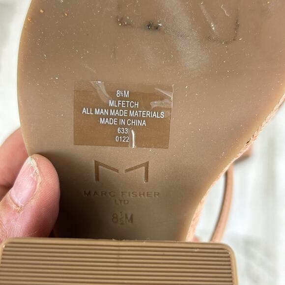 Marc Fisher Womens 8.5 tan leather buckle platform sandal new strappy espadrille - Picture 12 of 12